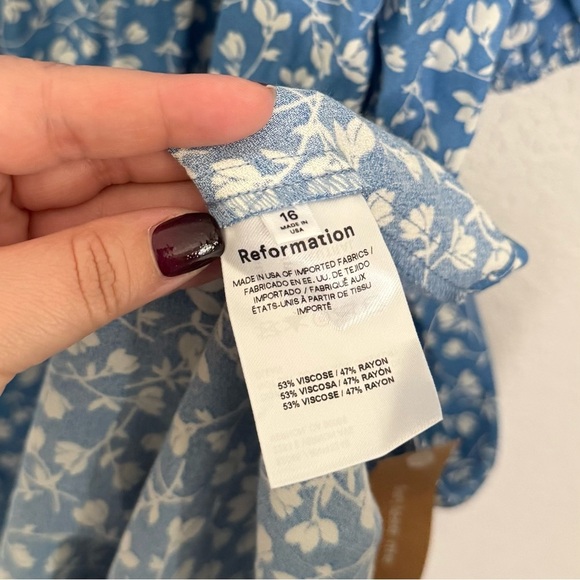Reformation Mica ES Floral Marie Square Neck Maxi Dress Blue Size 16 NEW - Picture 10 of 10